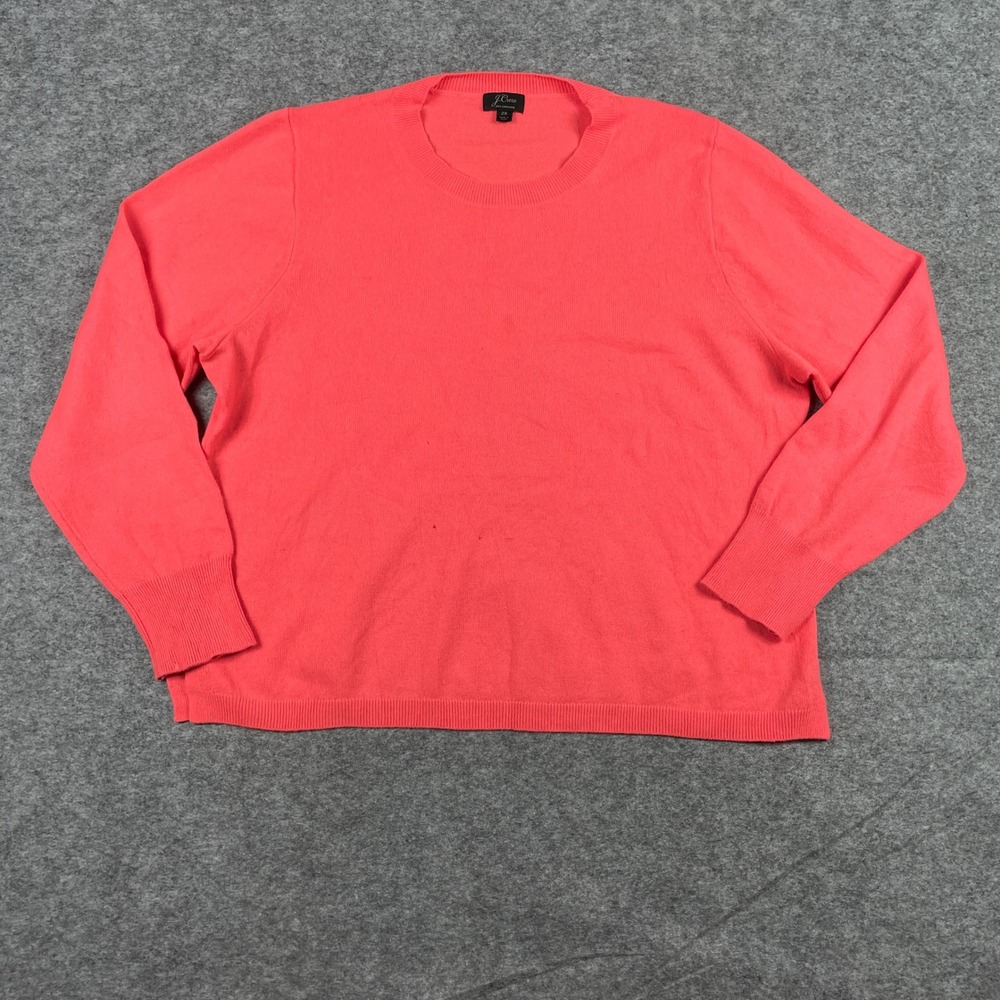 J.Crew Sweater Womens 2X Pink 100% Cashmere Crew Neck Long Sleeve Pullover